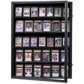 KCRasan 2 Pack 35 Graded Sports Card Display Frame -Baseball Card Display Case Lockable - Trading Card Collector Wall Display Holder for Basketball Football Cards, 98% UV Protection Acrylic