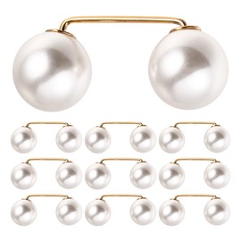 Holibanna 10 Pcs Pearl Brooch Pins Anti-Exposure Neckline Safety Hem Clips for Pants Jeans Button Waist Adjuster Pins Sweater Clips for Women Wedding Dress Cloth Decoration