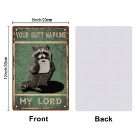 SUPERDANT Tin Sign Cute Raccoon Vintage Metal Sign Funny Toilets Iron Wall Decoration Your Butt Napkins My Lord Metal Sign Retro Bathroom Toilet Decor Toilet Memory Sign