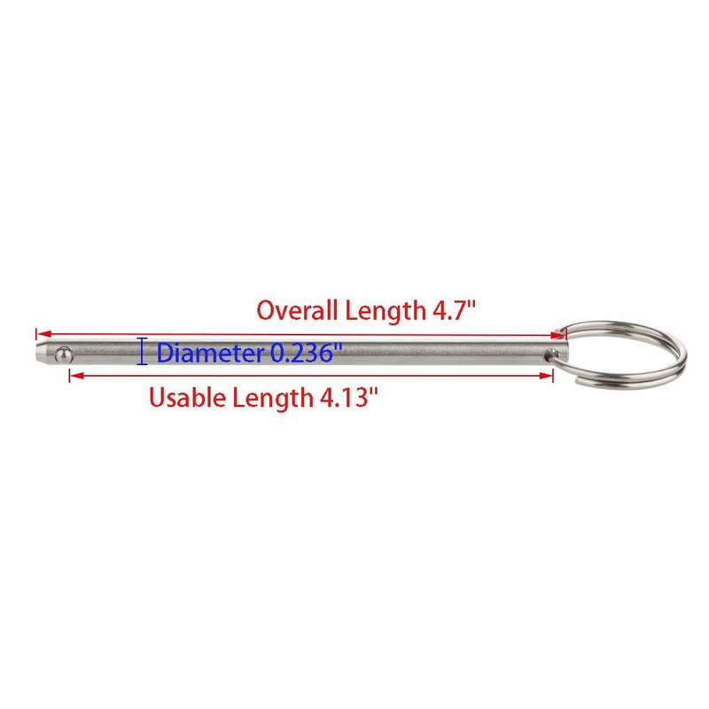 2 Pack Quick Release Pin, Diameter 0.236"(6mm), Overall Length 4.7"(120mm),