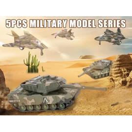 Crelloci Diecast Fighter Jets Toy, Pull Back Army Toys Vehicles Includes Tank Toys, Bomber and Toy Jets, Camouflage Air Force Military Vehicle Airplanes Playset for Kids Boys Girls 5 Pack