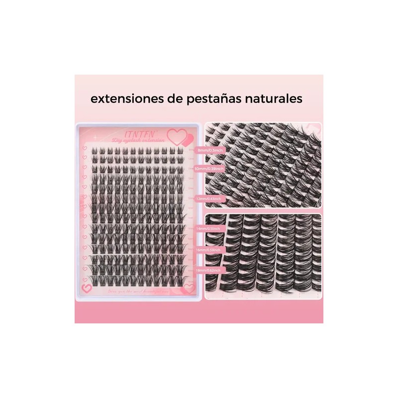 Kit De Extensiones De Pestañas Diy Naturales 8-18mm Itntfn
