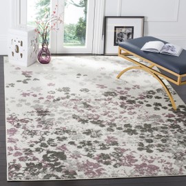 Safavieh Adirondack Collection ADR115L Ivory and Purple Contemporary Floral Area Rug (9' x 12')