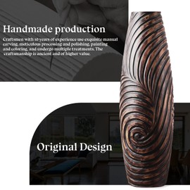 Modern Tall Floor Vase - 26.8 inch Brown Large Resin Flower Vase for Home Decor, Kitchen, Office Decor - Big Decor Flower Holder Ideal for Living Room, Fireplace Centerpiece, Patio Arrangement