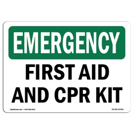 OSHA Emergency Sign - First Aid and CPR Kit | Rigid Plastic Sign | Protect Your Business, Construction Site, Warehouse & Shop Area |  Made in The USA