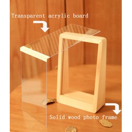 IXITON Rustic Picture frame,Solid Wood Base photo frame,Clear Acrylic Panel Self Standing Frame for Table Top Decor and Desktop Display Home (trapezoid-vertical 6"×8")