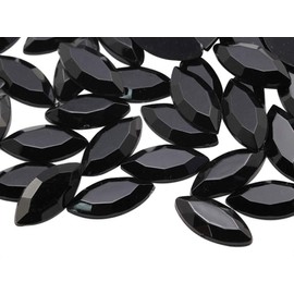 Allstarco 15x7mm Jet Black H101 Navette Flat Back Acrylic Rhinestones Marquise Gems for Crafts Horse Eye Costume Embelishments Card Making Jewels Jewelry Making Cosplay Jewels 40 Pieces