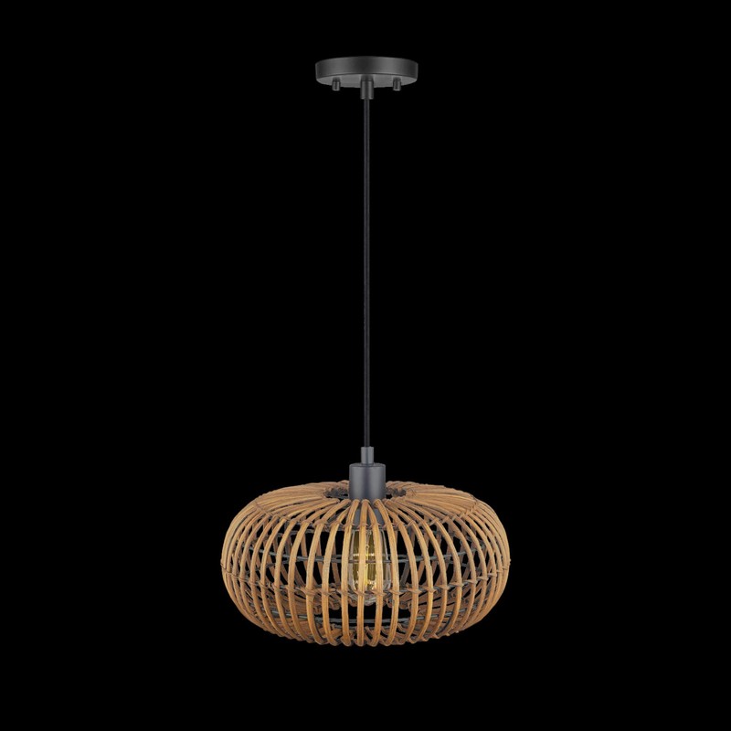 GLOBE Electric x Novogratz 61063 1-Light Pendant Light Fixture, Rattan