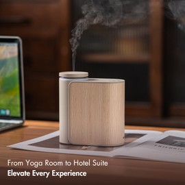 ZMARKRAFT® Waterless Essential Oil Diffuser w Solid Wood Cover 2 Timers 3 Mist Modes, Auto-Off Quiet Dual Fluid Aroma Diffuser, Portable Waterless Scent Diffuser w Lights, Room Decor Aromatherapy Gift