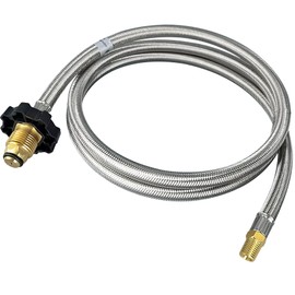 6FT POL NPT Male Flare RV Propane Hose Kit for Travel Trailer, 1/4" Universal LP Gas Hose Stainless Steel Braided RV Camper Propane Extension Tank Pigtail Hose for Gas Grill and Camping RV etc