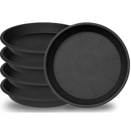 5 Pack of 14 inch Plant Saucer Plant Tray, Plastic Plant Saucer 14 inch, Heavy Duty Plant Tray for Pots, Plant Saucers for Indoors Planter, Garden Water Plate Bowls for Gallon Grow Bags (Black)