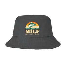 Milf Man I Love Fishing Hat Bucket Hat for Mens Denim Fishing Hat Funny Bucket Hat