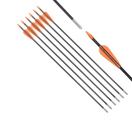 6875 Fiberglass Arrows Archery 26 Inch Target Shooting Safetyglass Recurve Bows Suitable for Youth Children Woman Beginner 6pcs/Pack (tigerspot Orange Vanes)