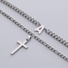 ZNBOH Cross Initial Necklace for Men Stainless Steel Silver Layered