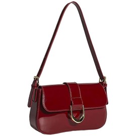 Red Patent Leather Purse, Trendy Dark Red Y2K Small Purses Shoulder Bag for Women, Retro Crossbody Clutch Handbag