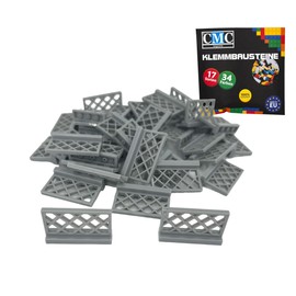 CMC imports 20 x Fence Clamping Blocks, Various Colours to Choose From, Building Blocks, 1 x 4 x 2 Nubs, Fence Panels, Compatible Individual Parts (411 - Light Grey)