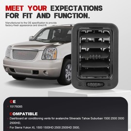 GNXFixt 99-06 Dashboard Air Vent Duct AC Heater Louver Outlet Grille for Avalanche Silverado Tahoe Suburban Sierra Yukon Escalade Replace 15176085 Dark Gray