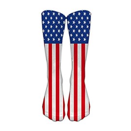 BBTDIN American Flag Man Socks Patriotic Sock USA Flag Long High Knee Soccer Socking JHN17 (A)