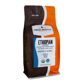 Fresh Roasted Coffee, Organic Ethiopian Sidamo Water-Processed Decaf | USDA Organic, 100% Single Origin, Kosher | Medium Roast 12 oz Whole Bean