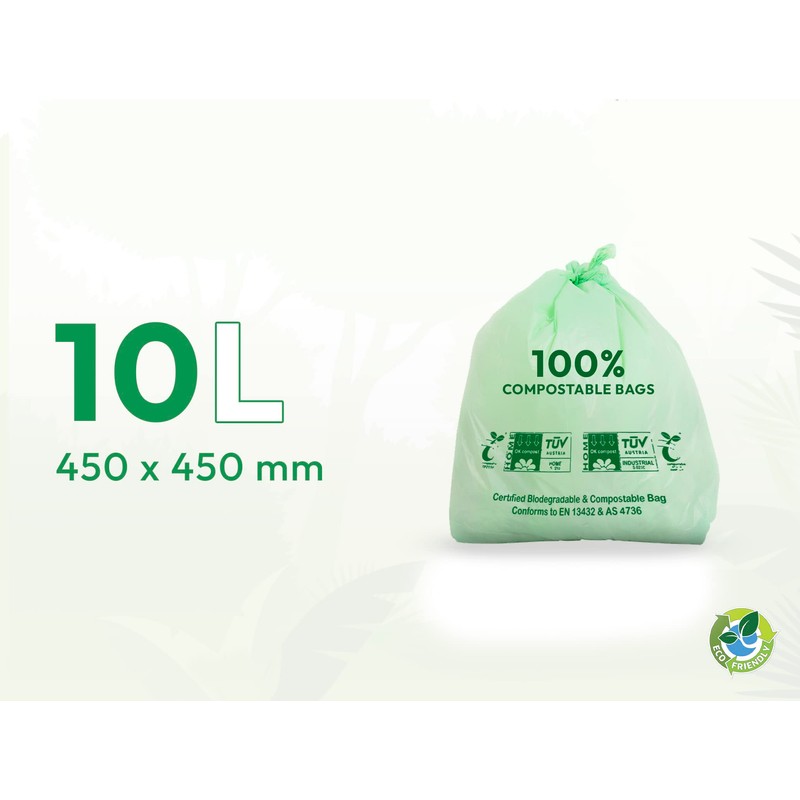 HooriPoori 10L 52 bags 100% Compostable Biodegradable Food Caddy Liners
