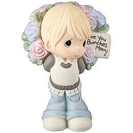 Precious Moments Love You Bunches Mom Boy Bisque Porcelain 183005 Figurine, One Size, Multi