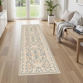 UERMEI Runner Rug for Hallways Kitchen: 2x6 Washable Area Rug Boho Floral Soft Long Rug - Non-Slip Low Pile Throw Indoor Carpet for Entryway Kitchen Bedroom Laundry Bathroom - Multi Color