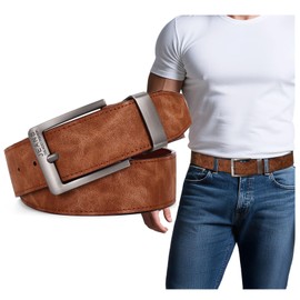 BELTROAD Mens Belts for Jeans Soft Comfortable & Lightweight PU Leather Work Belts for Men Dress Casual Belt for Daily Work, Brown, M for Waist 34"-39"