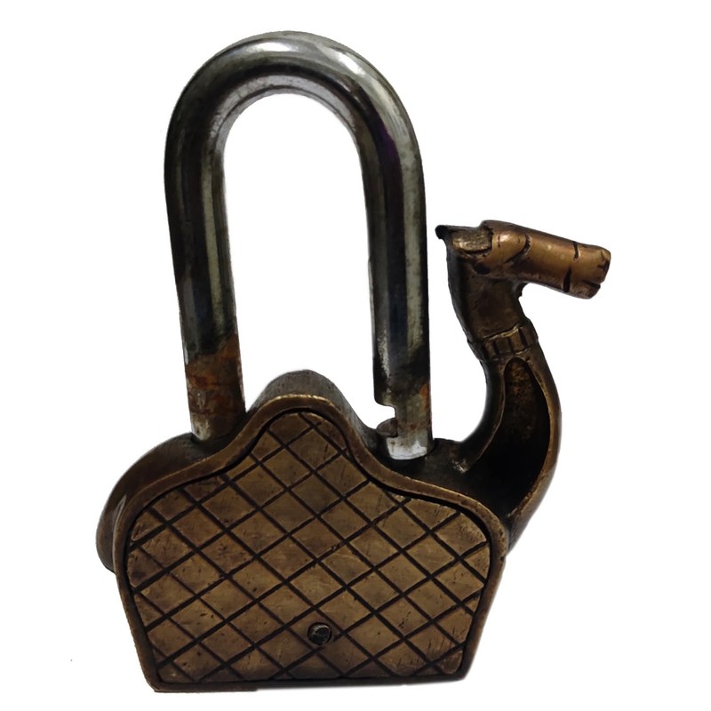 Purpledip Brass Padlock/Lock in Antique Handmade Camel Shape for Security