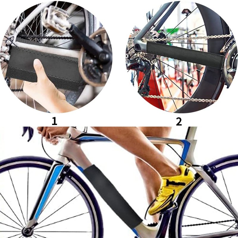 4Pcs Bike Chain Protector Cycling Bicycle Frame Chain Sticker Black