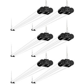 6 Pack 4FT Linkable LED Shop Light, Utility Shop Light Fixture, 4400lm, 42W [250W Equivalent], 5000K Daylight Shop Lights for Garage, Hanging or Surface Mount, with Power Cord, ETL, Black