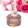Rabbit Trinket Box Vintage Metal Enamel Antique Floral Engraving Pattern