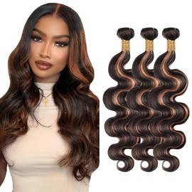 Highlight Bundles Ombre Body Wave Bundles 16 18 20 Inch 8A Grade Peruvian Virgin Remy Hair Double Weft Hair Extensions