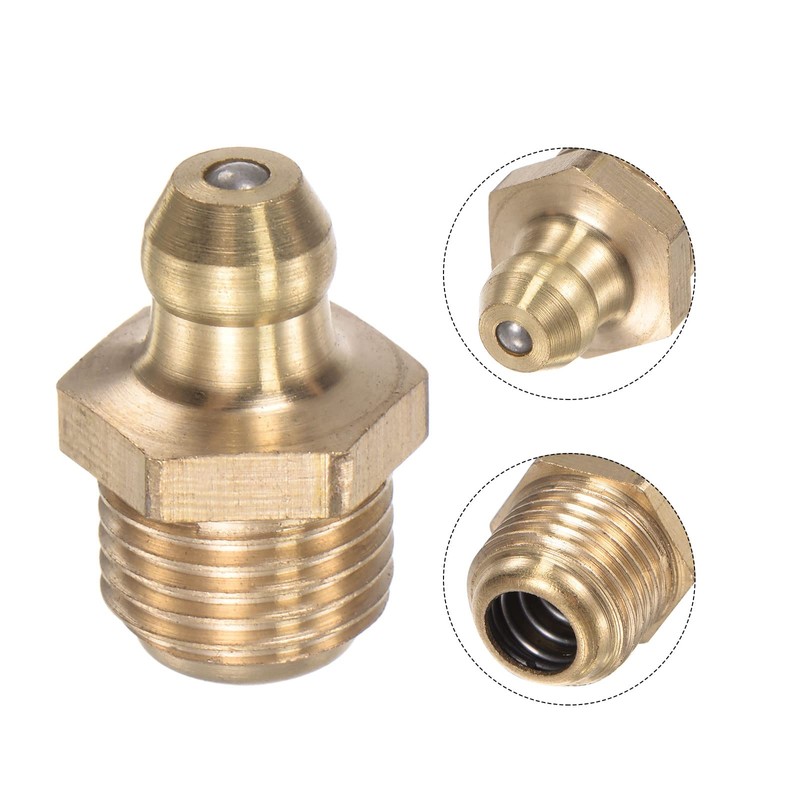 uxcell Brass Straight Grease Fitting M10 x 1mm Thread Hydraulic