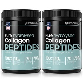 GN Hydrolysed Bovine Collagen Peptides Powder, Unflavoured, Type I and III with 18 Amino Acids, 70 Servings, 700g, Supports Joints, Skin and Hair, 2 Pack