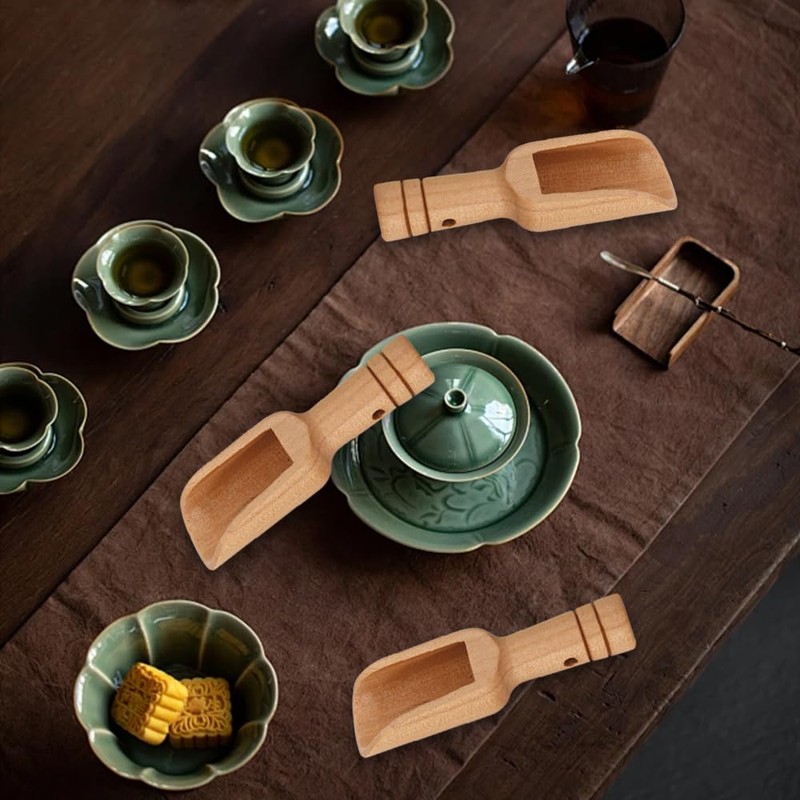 Natural Wooden Scoops (6 Pcs) - Multi-Use Scoop Spoons for