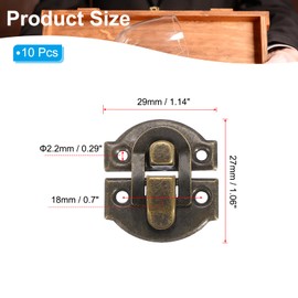 PATIKIL Small Metal Box Toggle Latch, 10 Pack Vintage Hasp Latch Lock Buckle Hardware with Mounting Screw for Wood Jewelry Cabinet Toolbox Ordinary Box, Bronze