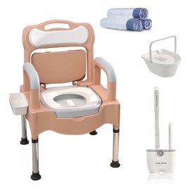 Bedside Commodes, 16" Toilet Chair Seat with Handles, Adjustable Mobile Portable Toilets, Anti-Slip and Anti-Rollover, Adult Potty Chair Load 660 Lb for Seniors Disabilities Elderly & Others