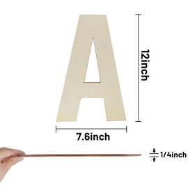 Wooden Letters 12 Inch, Big Wooden Letter A Shapes Cutouts Blank Unfinished Large Wood Alphabet Letters for DIY Crafts Wall Decor Painting Wedding Birthday Party Decoration Room Home Decorations