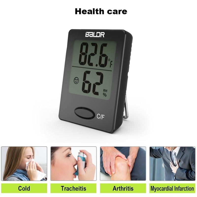 Baldr Mini Digital Thermometer with Temperature and Humidity Display Comfort