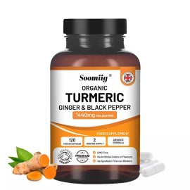Soomiig Turmeric Ginger &Black Pepper Capsules of Natural Pure Organic Herbal Supplement