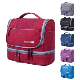 Kulturtasche Damen Herren, Kulturbeutel zum Aufhängen Große Reise Kosmetiktasche Tragbare Unisex Waschtasche Schminktasche für Reisen,Camping (Rot)