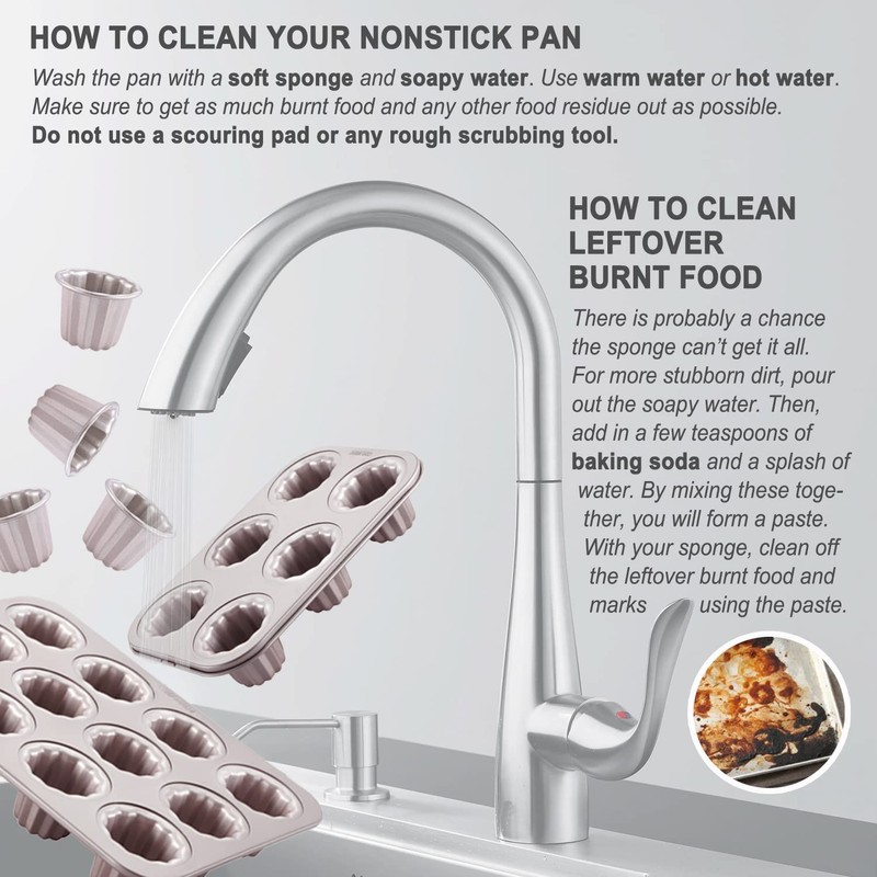 CHEFMADE Canele 6.6 cm 4 Piece Non-Stick Muffin Pan for