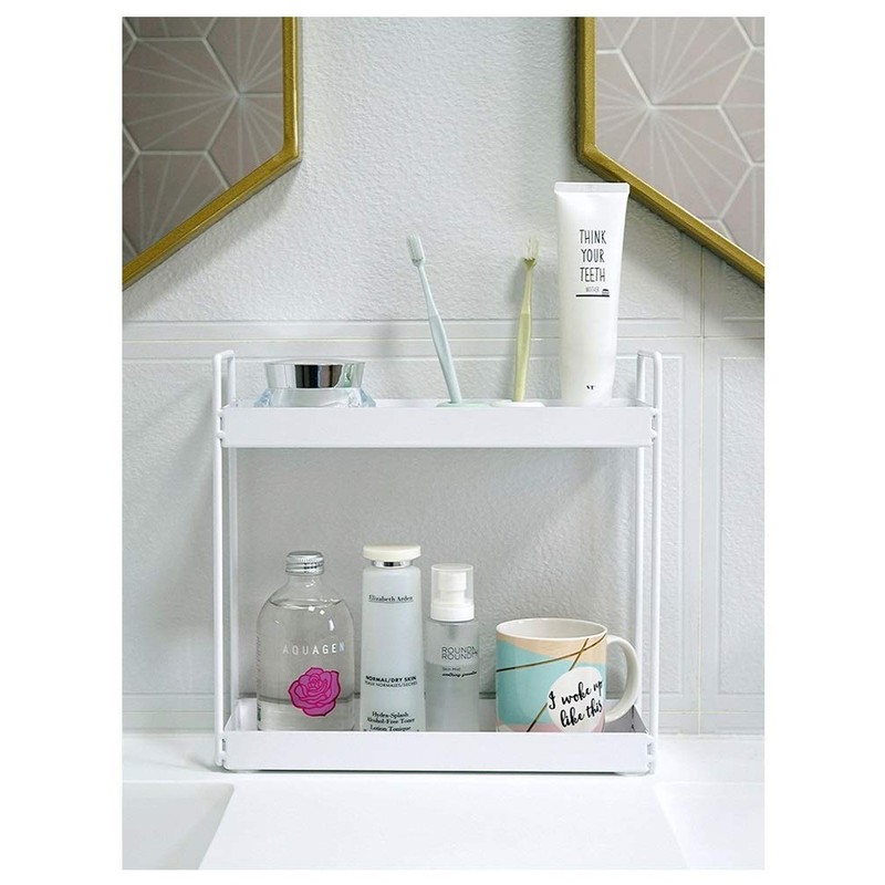 2-Tier Bathroom Countertop Organizer Vanity Tray Cosmetic & Makeup Storage