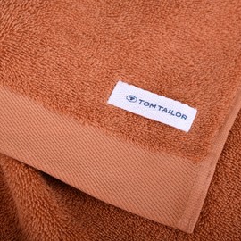Tom Tailor Hand Towels, Set of 2, 50 x 100 cm, 100% Cotton / Terry Towel, with Hanger and Label with Logo, Colour Bath Towel, Orange (Dark Coral)