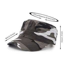 UltraKey Flat Top Baseball Cap, Men Women Cotton Baseball Twill Army Millitary Hat Cap Grey