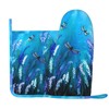Purple Flowers and Cute Dragonfly Oven Mitts and Pot Holders