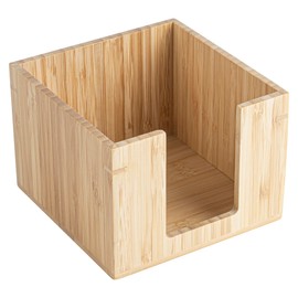 Square Natural Bamboo Cocktail Napkin Holder - 5 1/2" x 5 1/2" x 4" - 1 Count Box - Restaurantware