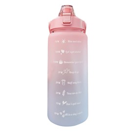2L 67oz Water Bottle with Motivational Time Marker with Straw Frosted Plastic Reusable Leakproof Drop Resistant and Drink Bottle for Fitness Gym Sports Workout