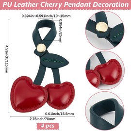 Beebeecraft Pack of 4 Cherry Leather Bag Pendants Red PU Cute Cherry Purse Pendant for Women Handbags Key Chain Pendant Decoration Ornaments Accessories, Faux Leather