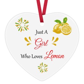 Lemon Gifts Lemon Ornament Just A Girl Who Loves Lemon Ceramic Ornament Keepsake Sign Lemon Themed Gifts Birthday Christmas Ornament for Lemon Lovers